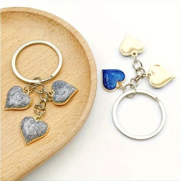Enamel Alloy Blue Hearts Love Key Chains‎ Purse Charms Key Holder For Women - Picture 5 of 5